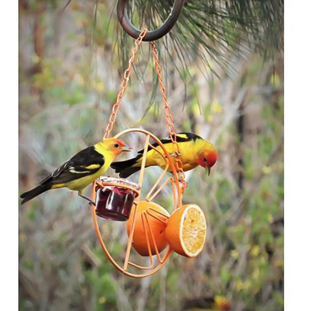 Outdoor Oasis Bird Haven: Vibrant Orange Bird Feeder And Water Station