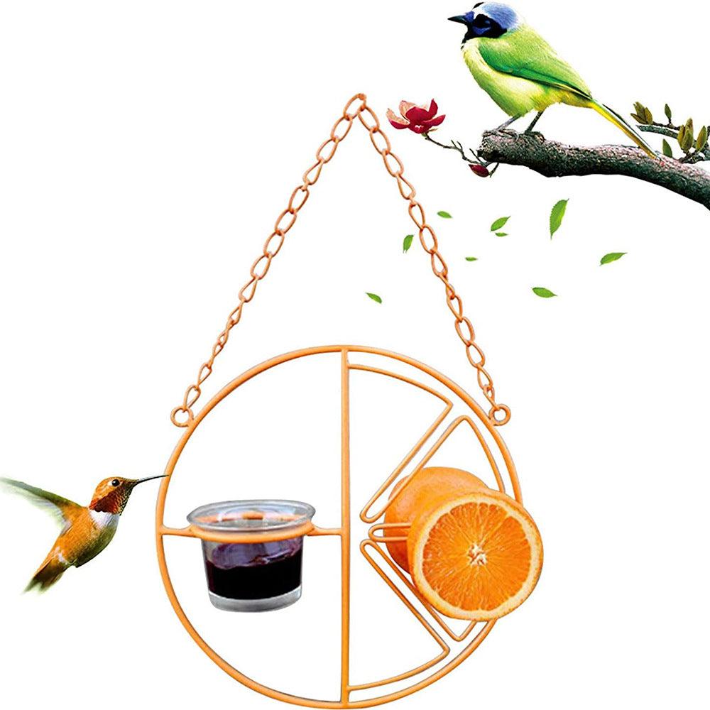 Outdoor Oasis Bird Haven: Vibrant Orange Bird Feeder And Water Station