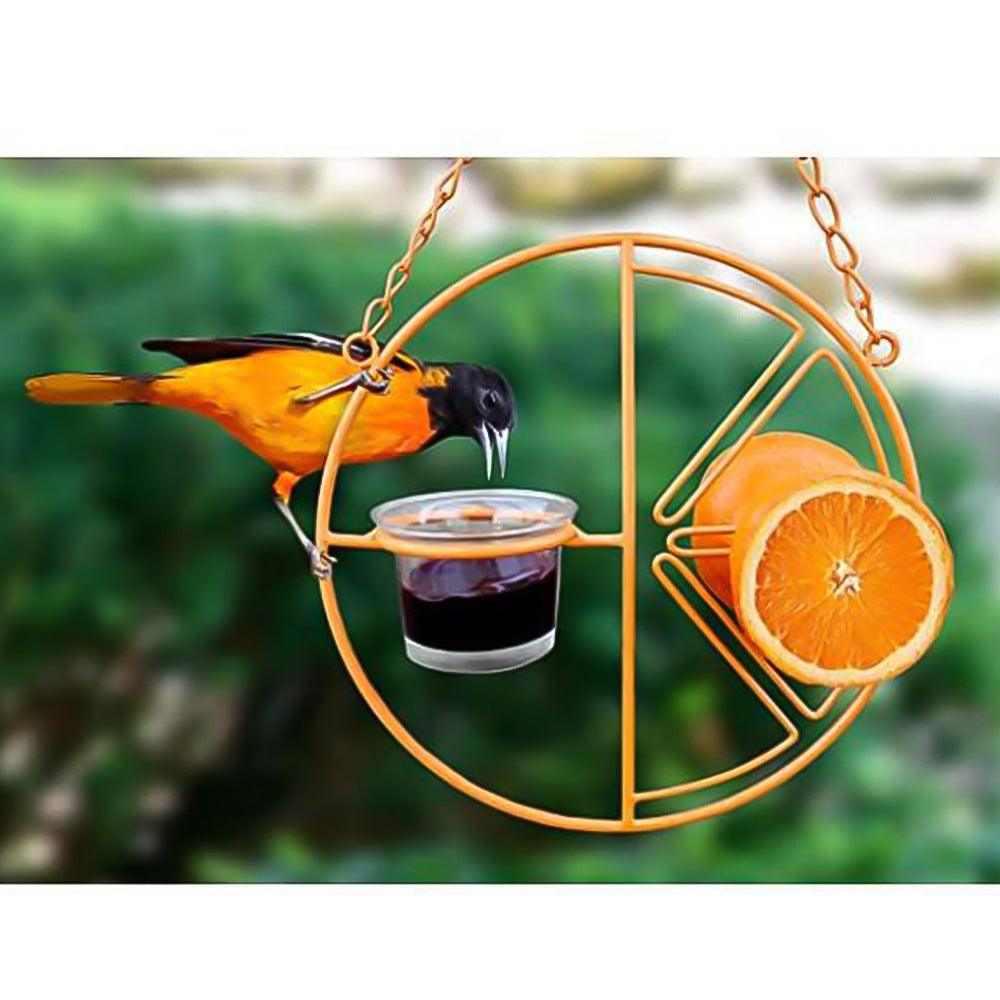 Outdoor Oasis Bird Haven: Vibrant Orange Bird Feeder And Water Station