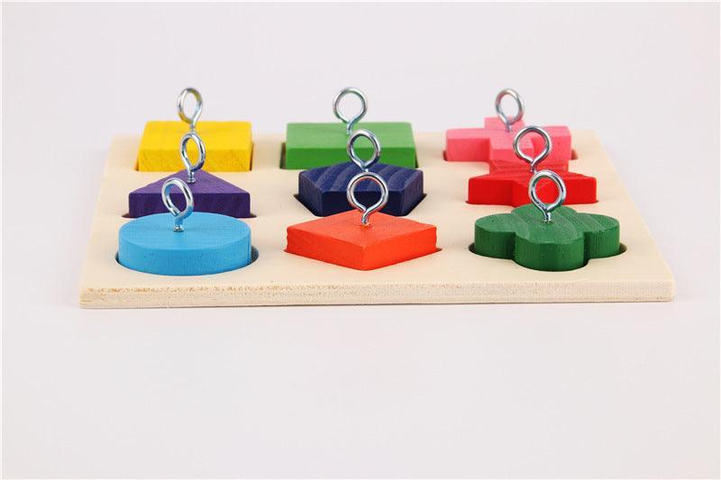 9-Piece Colorful Wooden Block Parrot Training Toy