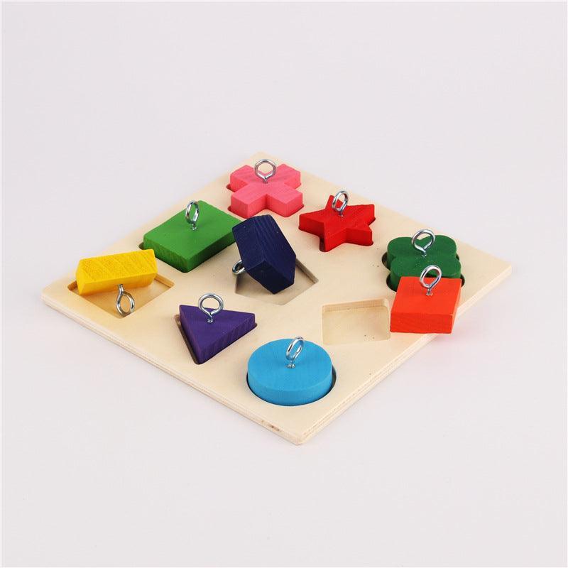 9-Piece Colorful Wooden Block Parrot Training Toy