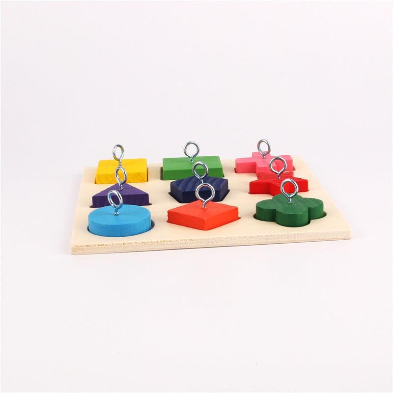 9-Piece Colorful Wooden Block Parrot Training Toy